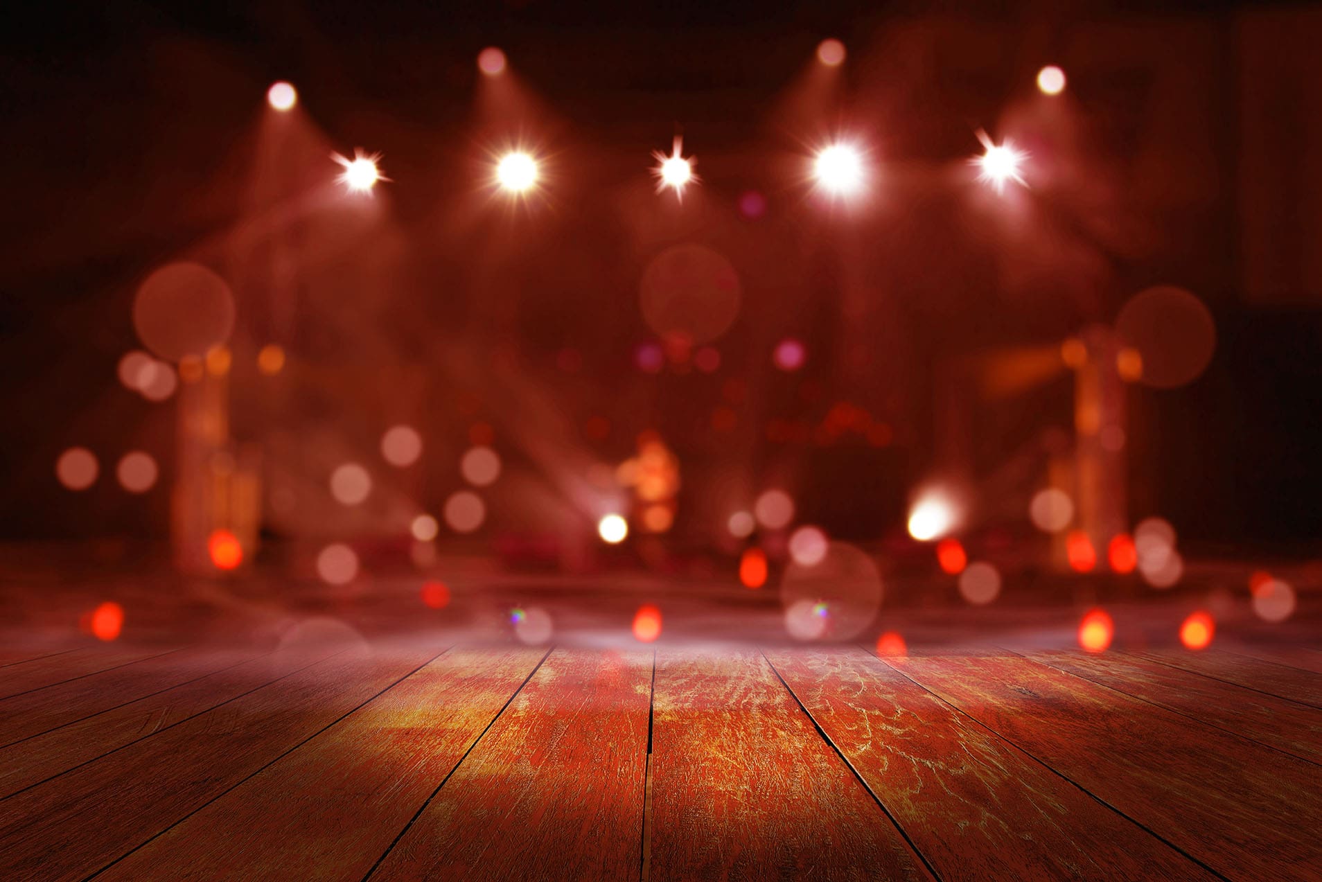 top wood desk with light bokeh in concert blur background,wooden table